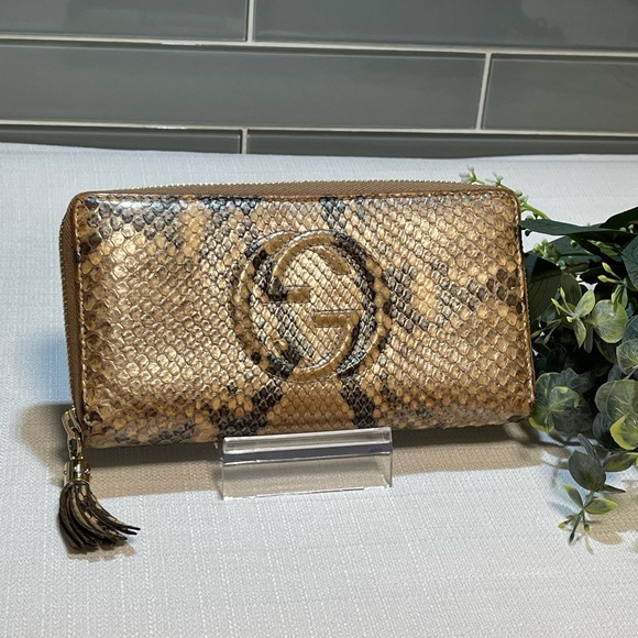 Gucci Handbags - NWOT Authentic Rare Gucci Python Leather Soho Zip Around Long Wallet